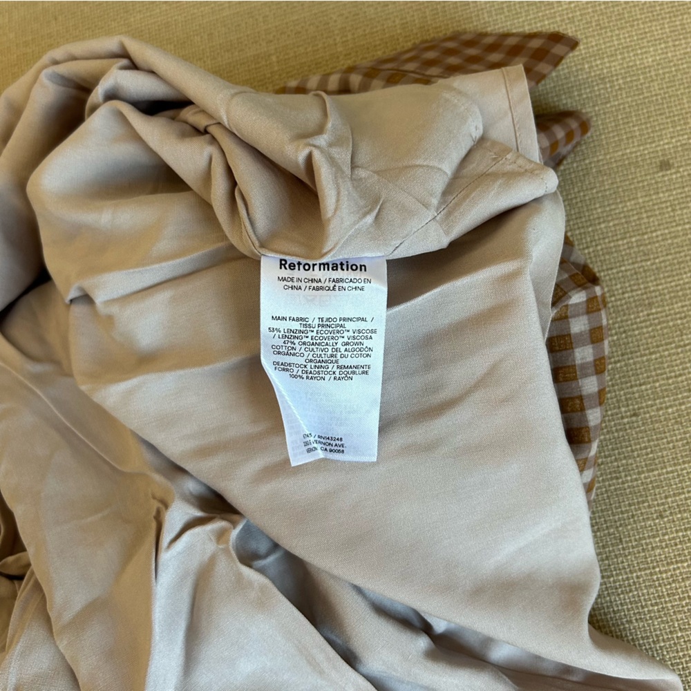 NEW Reformation Rhett Midi Dress - Audrie Check Cotton Blend Causal French - Picture 10 of 11